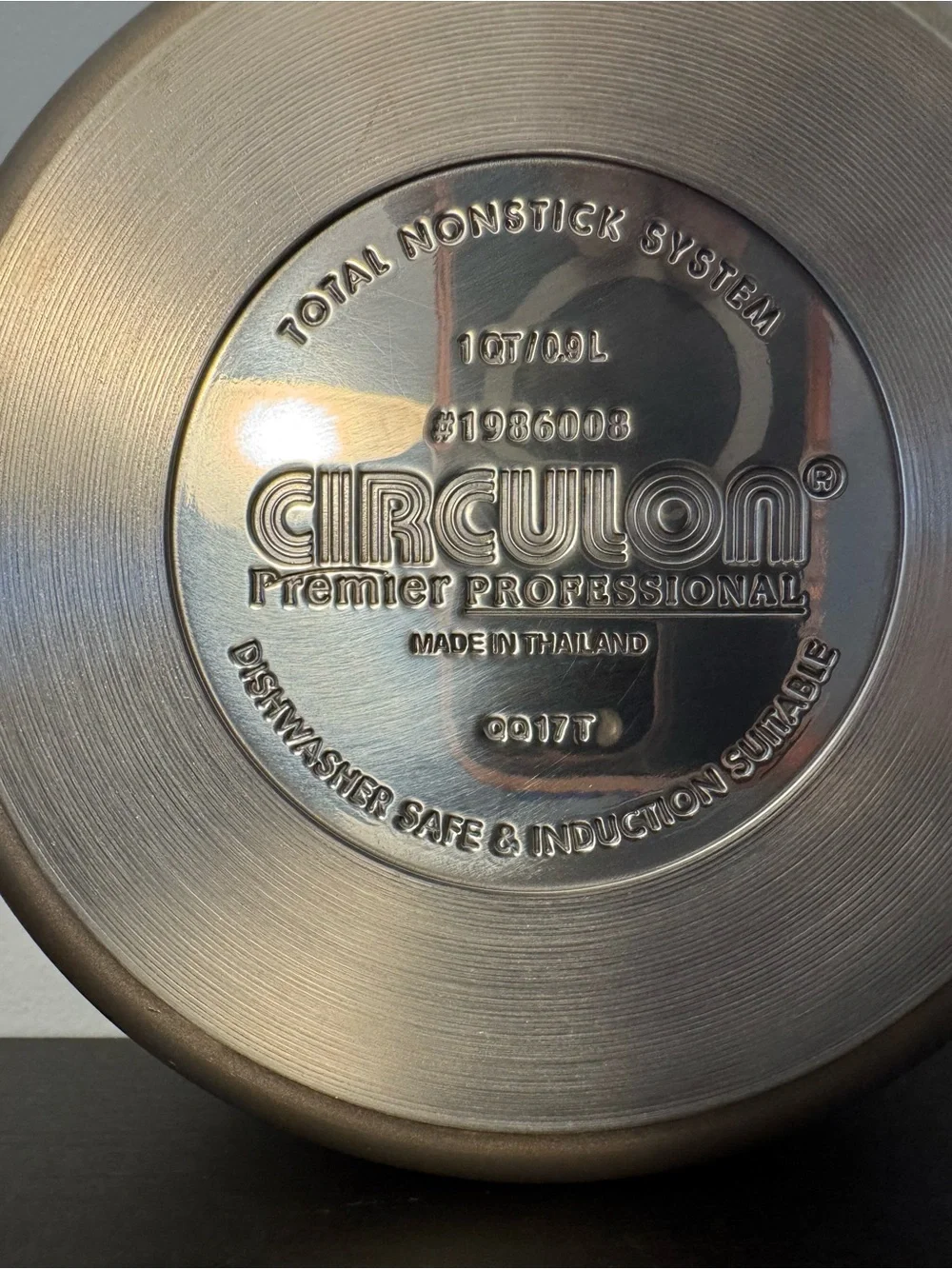 Circulon Premier Professional 1 QT Saucepan nonstick glass straining lid bronze